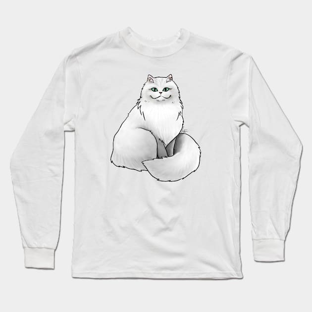 Cat - Persian - White Long Sleeve T-Shirt by Jen's Dogs Custom Gifts and Designs